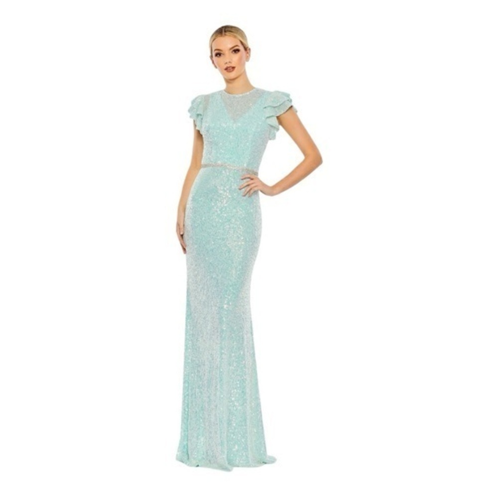 Mac Duggal Light Blue Sequin Gown